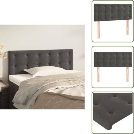 Cabecero de cama gris - vidaXL Cabecero de terciopelo gris oscuro 100x5x78/88 cm - Cabecero de cama con patas