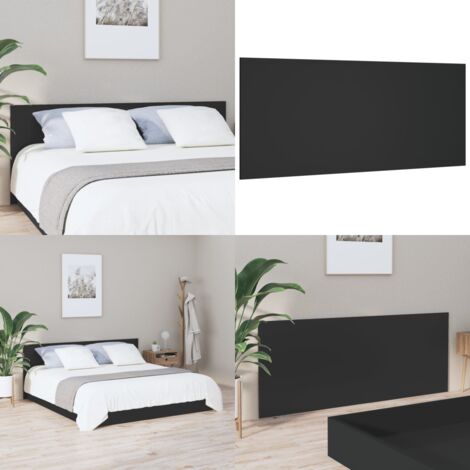 Cabecero de cama madera contrachapada negro 200x1,5x80 cm - Madera contrachapada - Cabecero negro