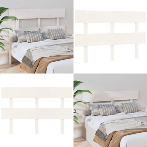 Cabecero de cama madera maciza de pino blanco 124x3x81 cm - Madera de pino - Cabecero de cama blanco