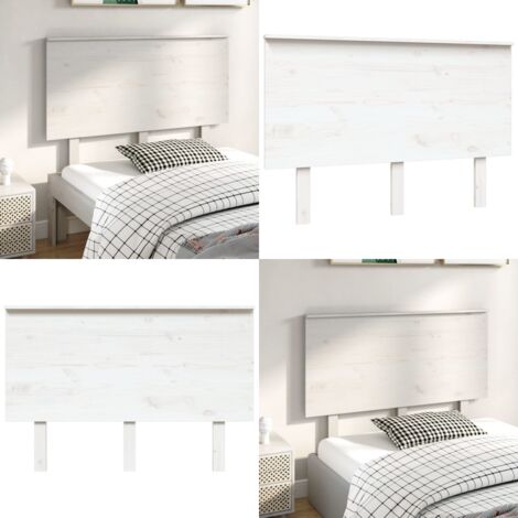 Cabecero de cama madera maciza de pino blanco 124x6x82,5 cm - Cabecero de cama de pino - Cabecero de cama blanco