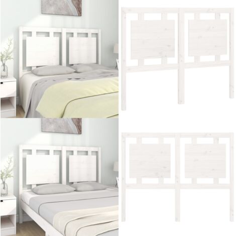 Cabecero de cama madera maciza de pino blanco 125,5x4x100 cm - Madera de pino - Diseño rústico