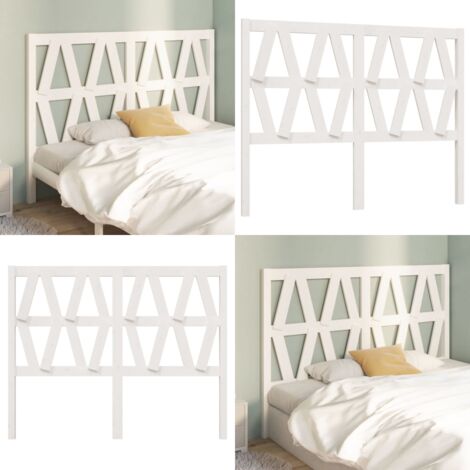 Cabecero de cama madera maciza de pino blanco 126x4x100 cm - Madera de pino - Cabecero de cama blanco