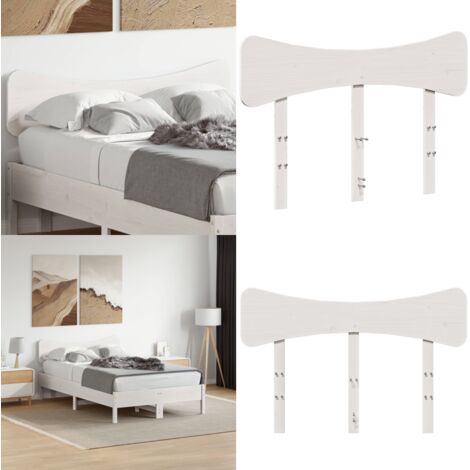Cabecero de cama madera maciza de pino blanco 135 cm - Madera de pino - Cabecero de cama blanco