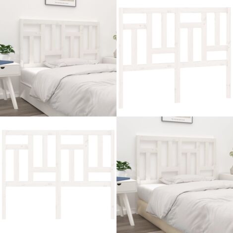 Cabecero de cama madera maciza de pino blanco 145,5x4x100 cm - Madera de pino - Cabecero de cama blanco