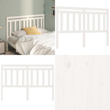 Cabecero de cama madera maciza de pino blanco 146x4x100 cm - Madera de pino - Cabecero de cama blanco
