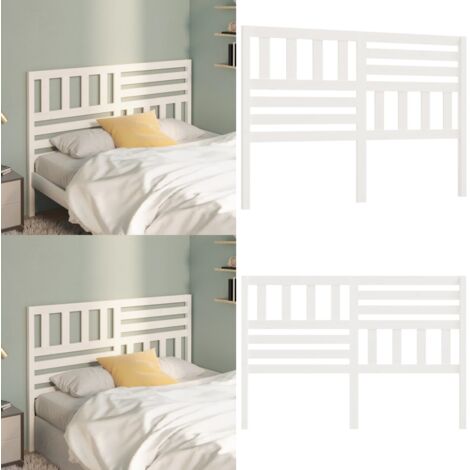 Cabecero de cama madera maciza de pino blanco 146x4x100 cm - Madera de pino - Cabecero de cama blanco