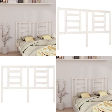 Cabecero de cama madera maciza de pino blanco 146x4x100 cm - Madera de pino - Cabecero de cama de madera
