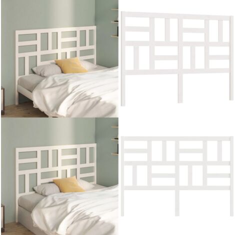 Cabecero de cama madera maciza de pino blanco 146x4x104 cm - Madera de pino - Cabecero de cama blanco