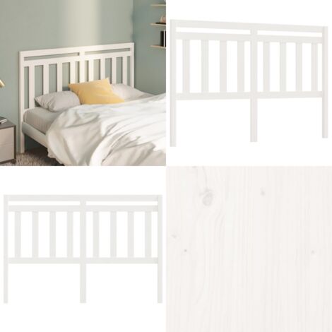 Cabecero de cama madera maciza de pino blanco 156x4x100 cm - Madera de pino - Cabecero de cama blanco