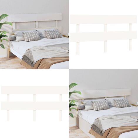 Cabecero de cama madera maciza de pino blanco 164x3x81 cm - Madera de pino - Cabecero de cama blanco