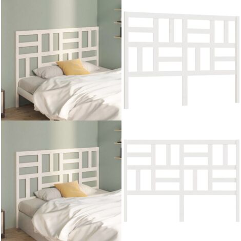 Cabecero de cama madera maciza de pino blanco 166x4x104 cm - Madera de pino - Cabecero de cama blanco