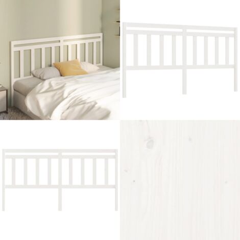 Cabecero de cama madera maciza de pino blanco 186x4x100 cm - Madera de pino - Cabecero de cama blanco