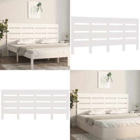Cabecero de cama madera maciza de pino blanco 200x3x80 cm - Madera de pino - Cabecero de cama blanco