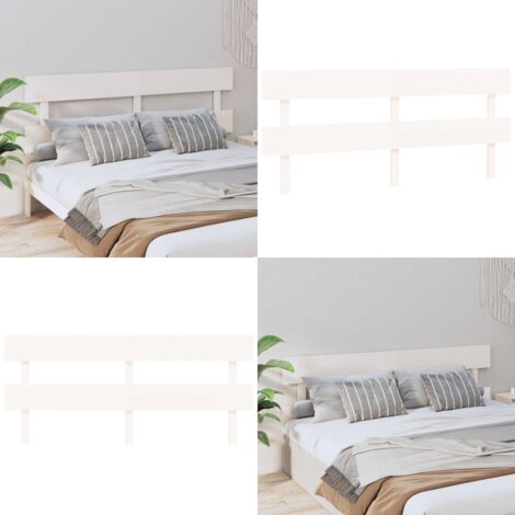 Cabecero de cama madera maciza de pino blanco 204x3x81 cm - Madera de pino - Cabecero de cama blanco