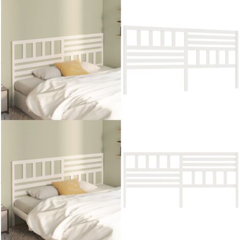 Cabecero de cama madera maciza de pino blanco 206x4x100 cm - Madera de pino - Cabecero de cama blanco