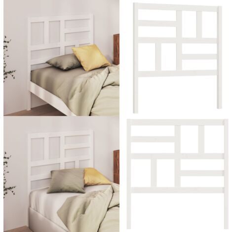 Cabecero de cama madera maciza de pino blanco 81x4x104 cm - Madera de pino - Cabecero de cama blanco