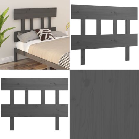 Cabecero de cama madera maciza de pino gris 103,5x3x81 cm - Madera de pino - Cabecero de cama gris