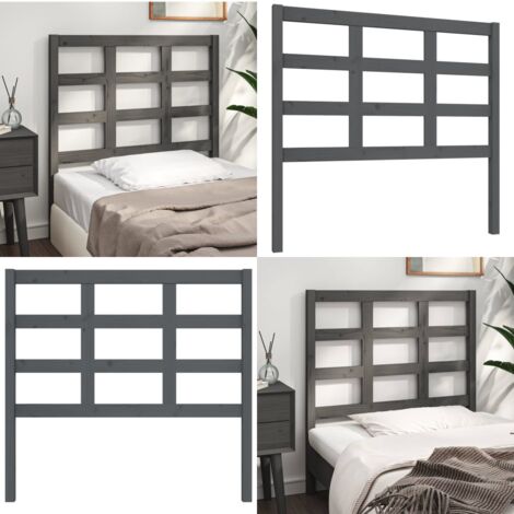 Cabecero de cama madera maciza de pino gris 105,5x4x100 cm - Madera de pino - Cabecero de cama gris