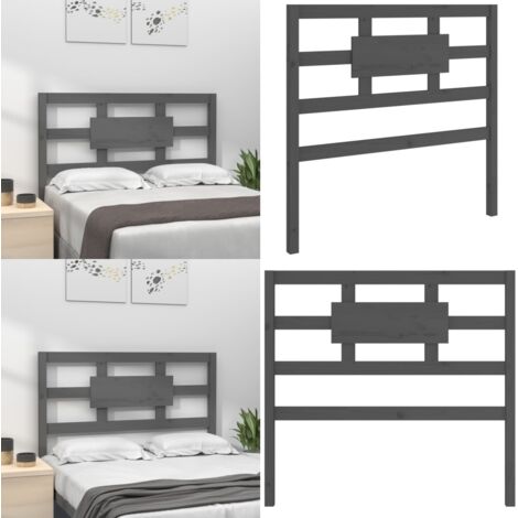 Cabecero de cama madera maciza de pino gris 105,5x4x100 cm - Madera de pino - Diseño rústico