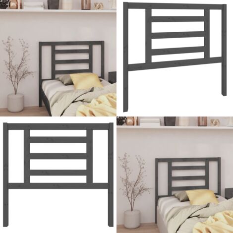 Cabecero de cama madera maciza de pino gris 106x4x100 cm - Madera de pino - Cabecero de cama gris