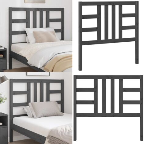 Cabecero de cama madera maciza de pino gris 106x4x100 cm - Madera de pino - Cabecero de cama gris