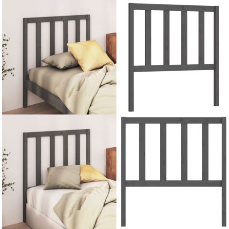Cabecero de cama madera maciza de pino gris 106x4x100 cm - Madera de pino - Cabecero de cama gris