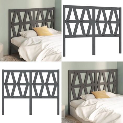 Cabecero de cama madera maciza de pino gris 126x4x100 cm - Madera de pino - Cabecero de cama gris