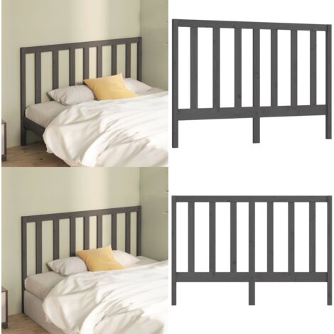 Cabecero de cama madera maciza de pino gris 126x4x100 cm - Madera de pino - Cabecero de cama gris