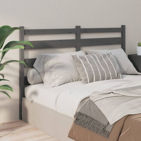 Cabecero de cama madera maciza de pino gris 126x4x100 cm vidaXL