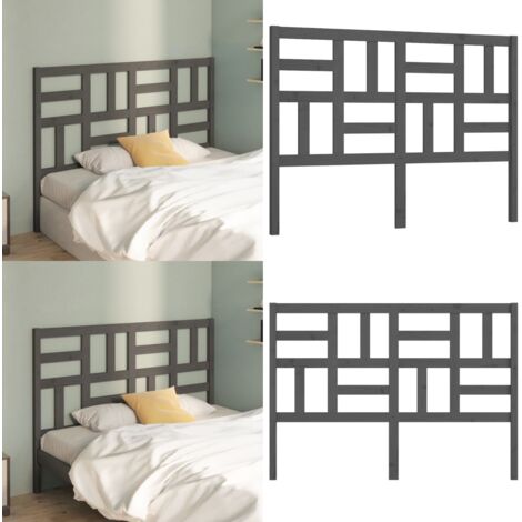 Cabecero de cama madera maciza de pino gris 126x4x104 cm - Madera de pino - Cabecero de cama gris