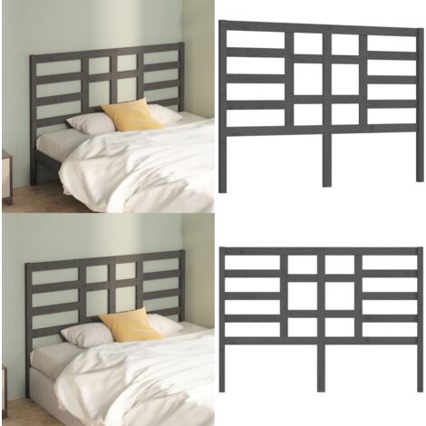 Cabecero de cama madera maciza de pino gris 126x4x104 cm - Madera de pino - Cabecero de cama gris