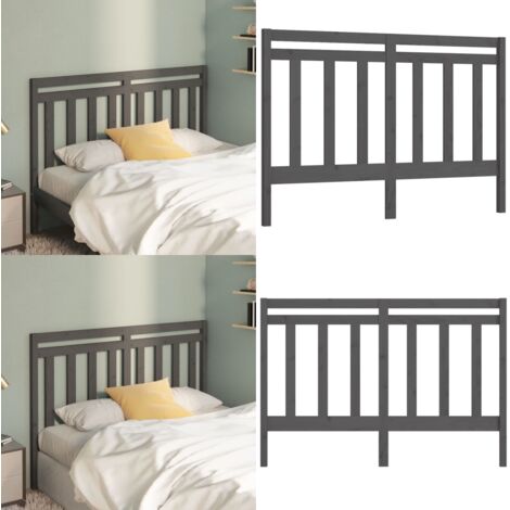 Cabecero de cama madera maciza de pino gris 141x4x100 cm - Madera de pino - Cabecero de cama gris