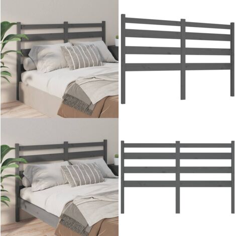 Cabecero de cama madera maciza de pino gris 146x4x100 cm - Madera de pino - Cabecero de cama gris