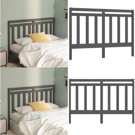 Cabecero de cama madera maciza de pino gris 146x4x100 cm - Madera de pino - Cabecero de cama gris