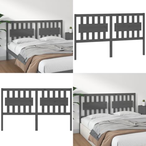 Cabecero de cama madera maciza de pino gris 165,5x4x100 cm - Madera de pino - Diseño rústico