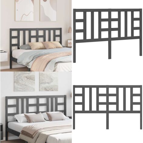 Cabecero de cama madera maciza de pino gris 166x4x100 cm - Madera de pino - Cabecero de cama gris
