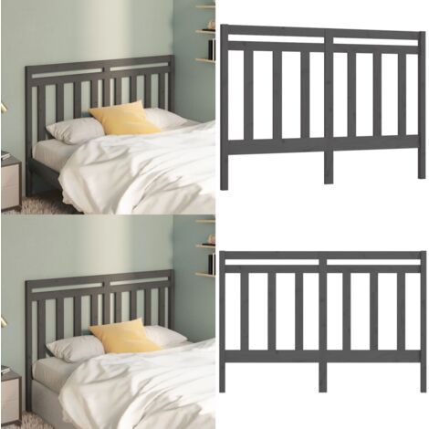 Cabecero de cama madera maciza de pino gris 166x4x100 cm - Madera de pino - Cabecero de cama gris
