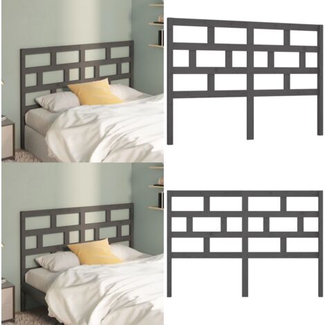 Cabecero de cama madera maciza de pino gris 166x4x100 cm - Madera de pino - Cabecero de cama gris