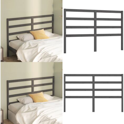 Cabecero de cama madera maciza de pino gris 166x4x100 cm - Madera de pino - Cabecero de cama gris