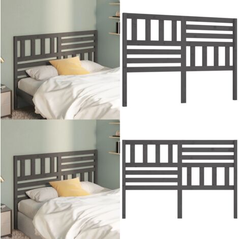 Cabecero de cama madera maciza de pino gris 166x4x100 cm - Madera de pino - Cabecero de cama gris