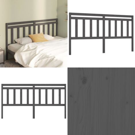 Cabecero de cama madera maciza de pino gris 186x4x100 cm - Madera de pino - Cabecero de cama gris