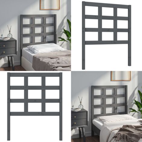 Cabecero de cama madera maciza de pino gris 80,5x4x100 cm - Madera de pino - Cabecero de cama gris