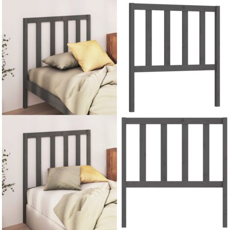 Cabecero de cama madera maciza de pino gris 81x4x100 cm - Madera de pino - Cabecero de cama gris