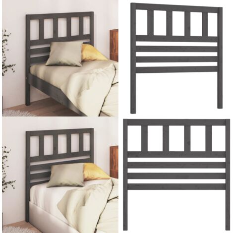 Cabecero de cama madera maciza de pino gris 81x4x100 cm - Madera de pino - Cabecero de cama gris