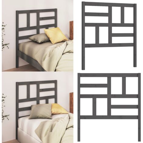 Cabecero de cama madera maciza de pino gris 81x4x104 cm - Madera de pino - Cabecero de cama gris