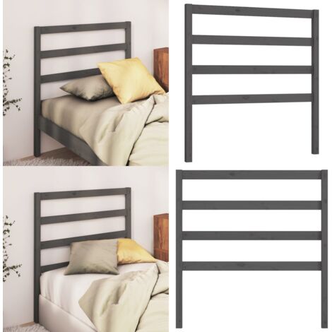 Cabecero de cama madera maciza de pino gris 95x4x100 cm - Madera de pino - Cabecero de cama gris