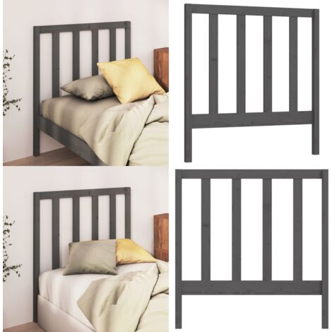 Cabecero de cama madera maciza de pino gris 96x4x100 cm - Madera de pino - Cabecero de cama gris