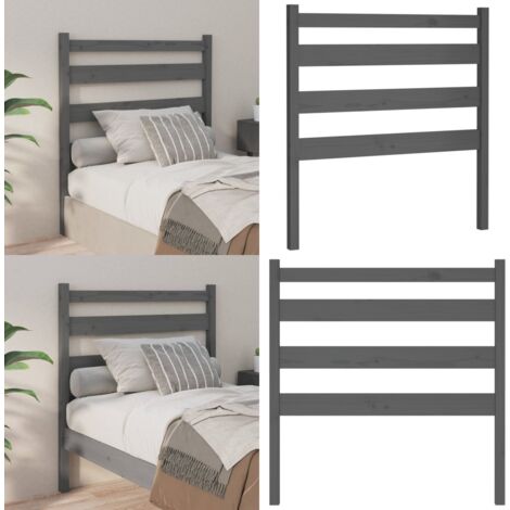 Cabecero de cama madera maciza de pino gris 96x4x100 cm - Madera de pino - Cabecero de cama gris