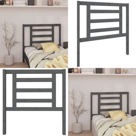 Cabecero de cama madera maciza de pino gris 96x4x100 cm - Madera de pino - Cabecero de cama gris