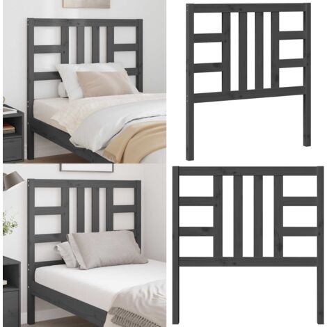 Cabecero de cama madera maciza de pino gris 96x4x100 cm - Madera de pino - Cabecero de cama gris